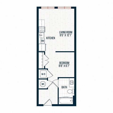 Capitol Rose Luxury Apartments in Washington, DC D4 B Studio Floor Plan